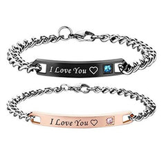 Bracelet for Couples Letters Always Forever Stainless Steel Relationship Matching Promise Couples Bracelets Set for Husband Wife