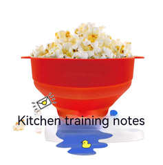 Kitchen Microwave Oven Popcorn Machine Silicone Small Popcorn Bucket Bowl with Cover Foldable