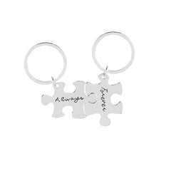 Always & Forever Keychain Set Puzzle Pieces Key Ring Personalized Stamped Key Chains Couples Relationship Best Friend Keychains